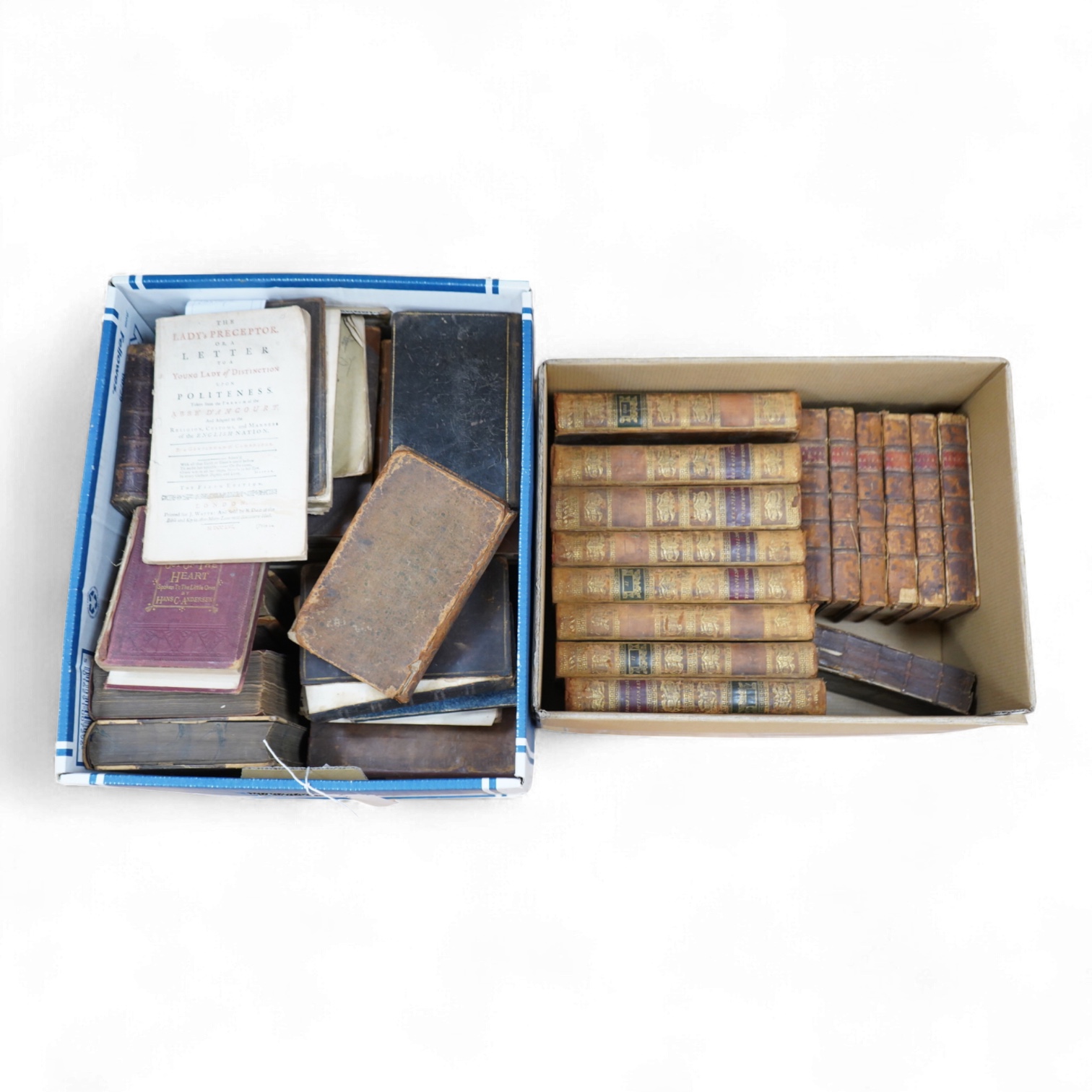 D'Ancourt, Abbé - The Lady's Preceptor. Or, a Letter to a Young Lady of Distinction upon Politeness ... 5th edition. headpiece decorations; disbound. 1756; Tabart, Benjamin - The National Spelling Book ... 3rd edition. o